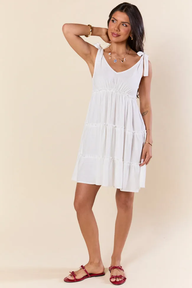 Sweetly Tied White Tie Shoulder Mini Dress FINAL SALE sold by Pink Lily product image thumbnail 2