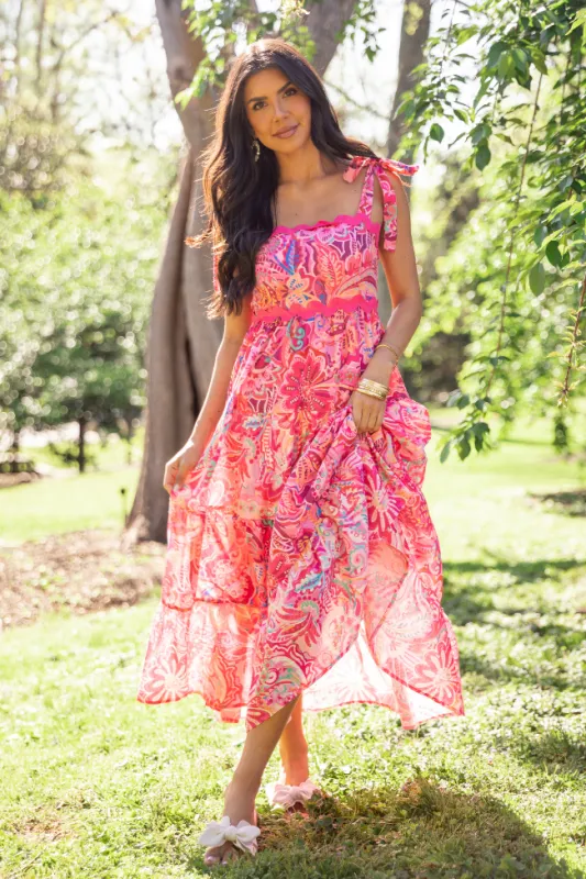Fun In The Sun Pink Rick Rack Maxi Dress FINAL SALE made by Flying Tomato