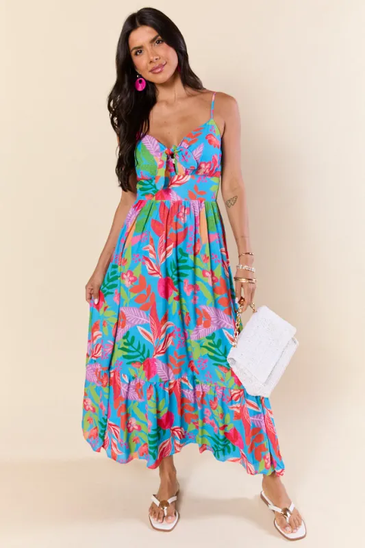 Tropical Touch Green Floral Maxi Dress sold by Pink Lily