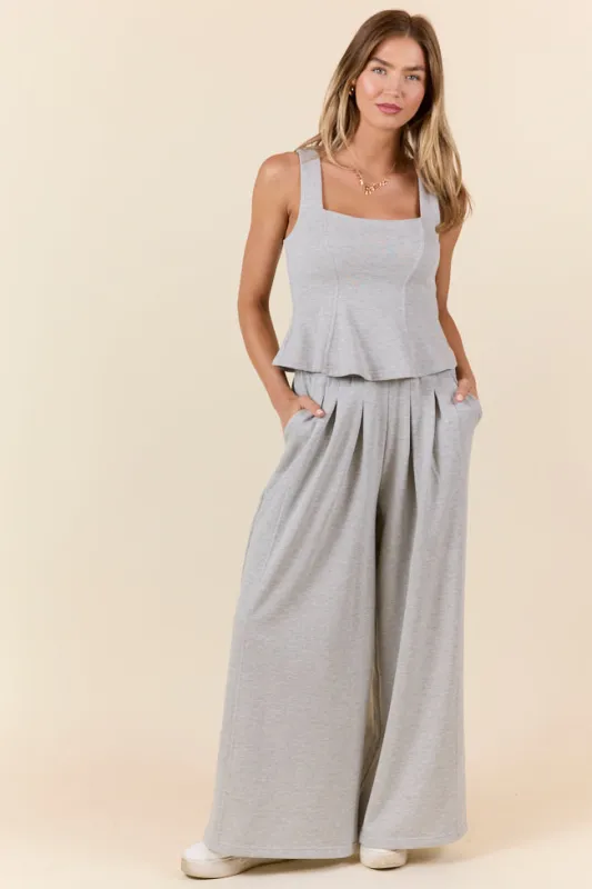 Casual Comfort Knit Grey Tank and Pants Set sold by Pink Lily