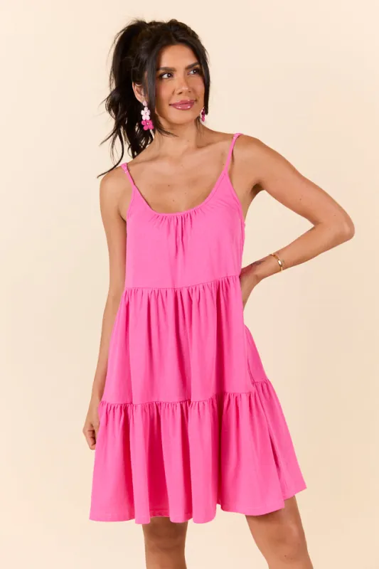 Dockside Drinks Pink Mini Tiered Knit Dress SALE sold by Pink Lily