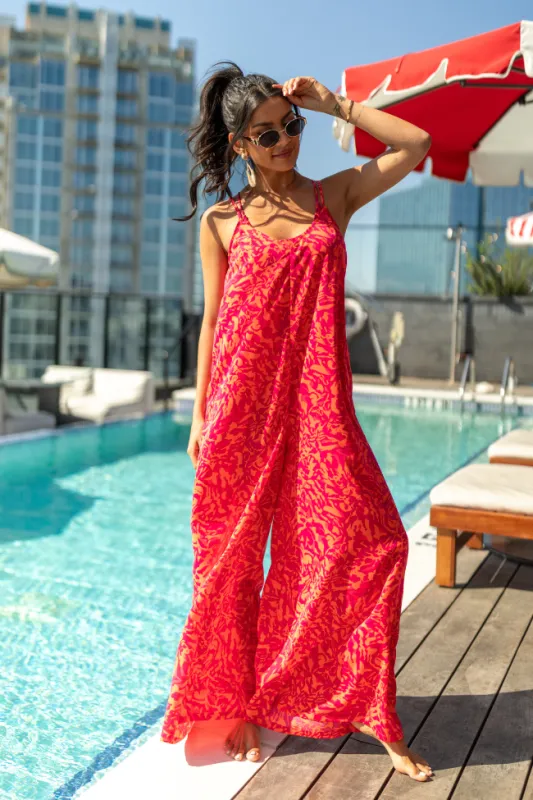 Barefoot Days Pink Wide Leg Jumpsuit Coverup FINAL SALE sold by Pink Lily