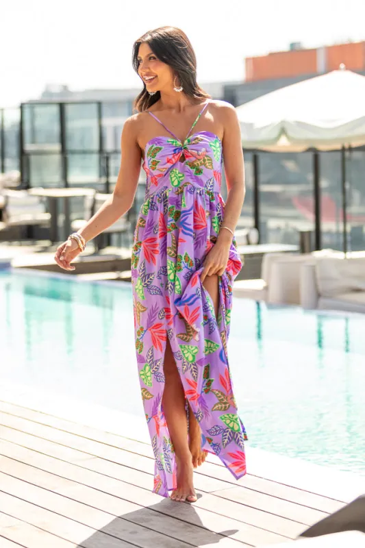 Keep It Floral Purple Printed Dress SALE sold by Pink Lily