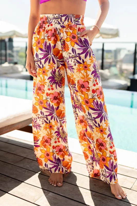 Sea Spray Cover Purple Printed Coverup Pants sold by Pink Lily