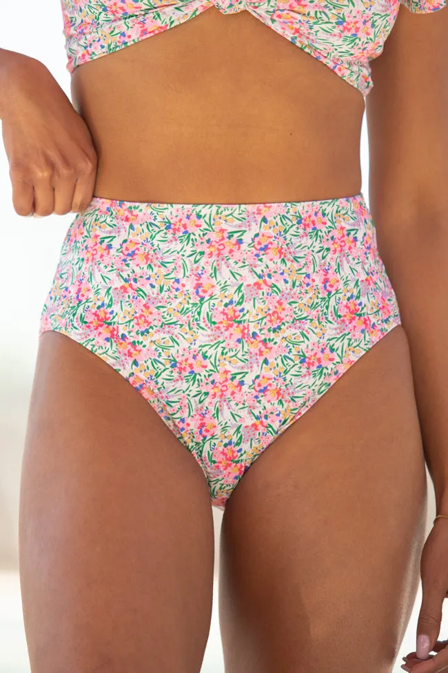 Off The Grid Floral Print High Waisted Bikini Bottoms FINAL SALE sold by Pink Lily