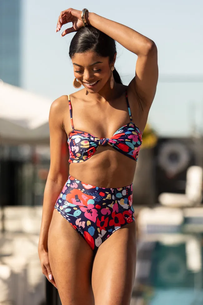 Golden Soul Navy Print Retro Bikini Top FINAL SALE sold by Pink Lily