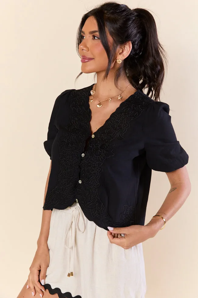 Grow Freely Black Floral Embroidered Blouse sold by Pink Lily product image thumbnail 4