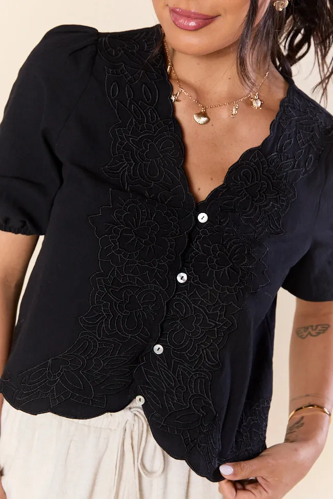 Grow Freely Black Floral Embroidered Blouse sold by Pink Lily product image thumbnail 2