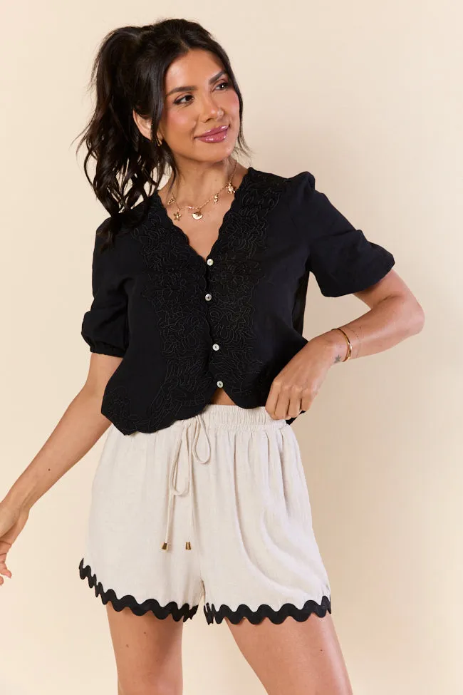 Grow Freely Black Floral Embroidered Blouse sold by Pink Lily