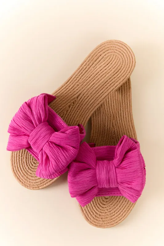 Athena Hot Pink Bow Slides sold by Pink Lily