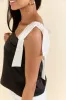 Classic Night Out Black and Ivory Satin Bow Sleeve Tank Top FINAL SALE sold by Pink Lily