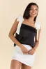 Classic Night Out Black and Ivory Satin Bow Sleeve Tank Top FINAL SALE sold by Pink Lily