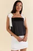 Classic Night Out Black and Ivory Satin Bow Sleeve Tank Top FINAL SALE sold by Pink Lily