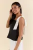 Classic Night Out Black and Ivory Satin Bow Sleeve Tank Top FINAL SALE sold by Pink Lily