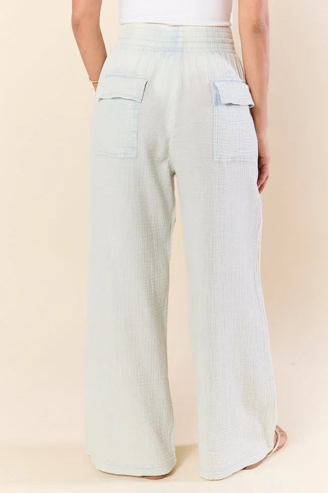Match My Energy Light Blue Acid Wash Gauze Pants SALE sold by Pink Lily product image thumbnail 5