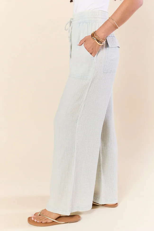 Match My Energy Light Blue Acid Wash Gauze Pants SALE sold by Pink Lily product image thumbnail 4