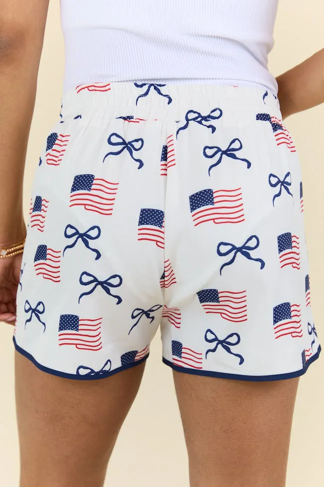 On The Move Flag and Bows Printed Running Shorts SALE sold by Pink Lily product image thumbnail 4