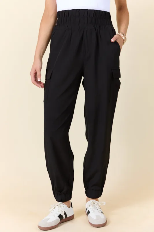 In Motion Black Cargo Active Pants FINAL SALE sold by Pink Lily