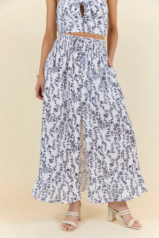 Always Been You Navy Floral Maxi Skirt sold by Pink Lily