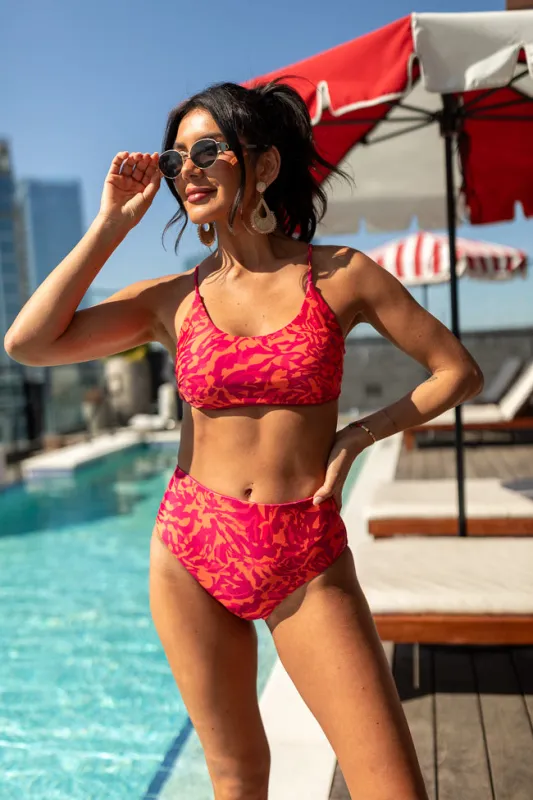 Tide Turner Pink Multi Print Bikini Top SALE sold by Pink Lily