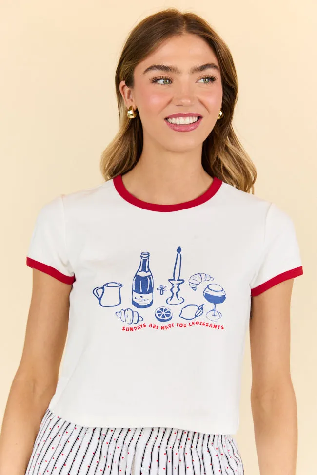 Croissants For Dinner White Graphic Cropped Tee FINAL SALE sold by Pink Lily product image thumbnail 2