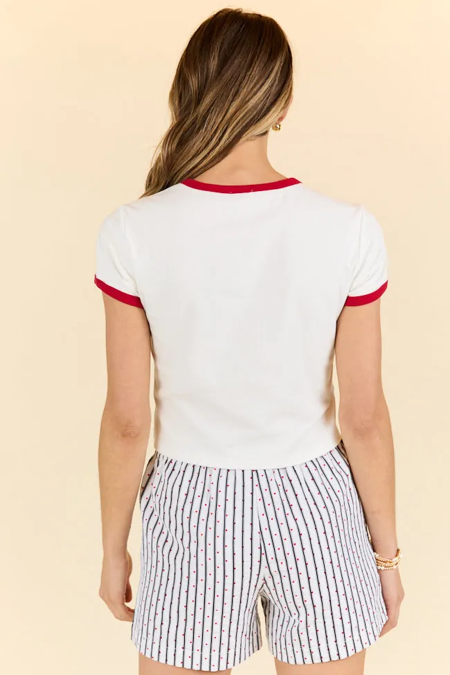 Croissants For Dinner White Graphic Cropped Tee FINAL SALE sold by Pink Lily product image thumbnail 5