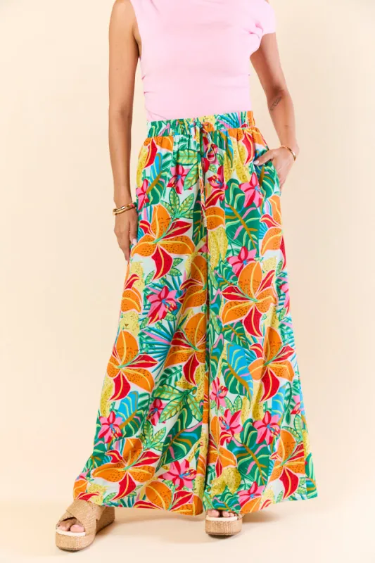 Beach Breeze Blue Mixed Print Wide Leg Pants FINAL SALE made by Pink Lily