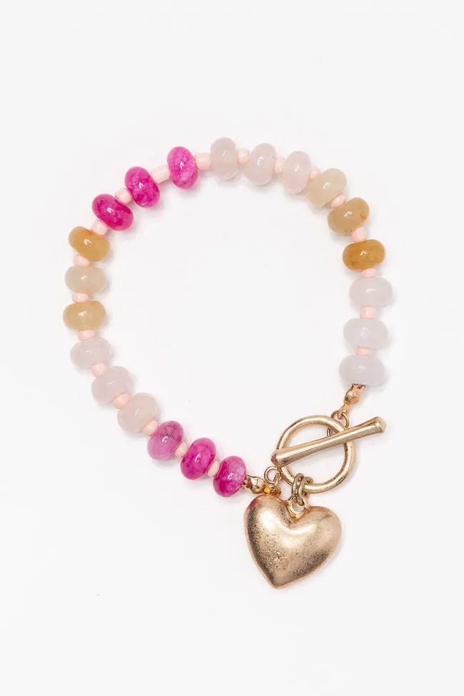 Pink Gemstone Charm Bracelet sold by Pink Lily