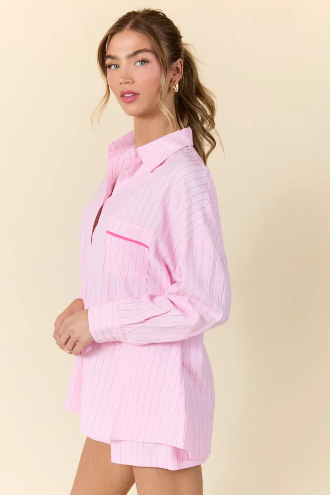 Take It Slow Pink Pinstripe Lounge Set FINAL SALE sold by Pink Lily product image thumbnail 5