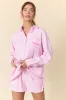 Take It Slow Pink Pinstripe Lounge Set SALE sold by Pink Lily