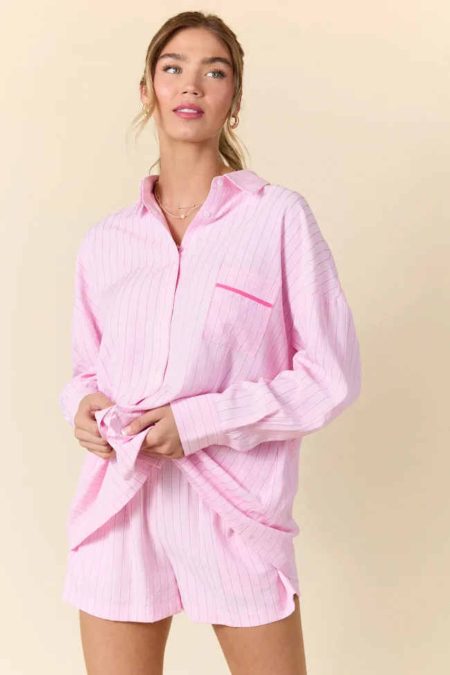 Take It Slow Pink Pinstripe Lounge Set FINAL SALE sold by Pink Lily