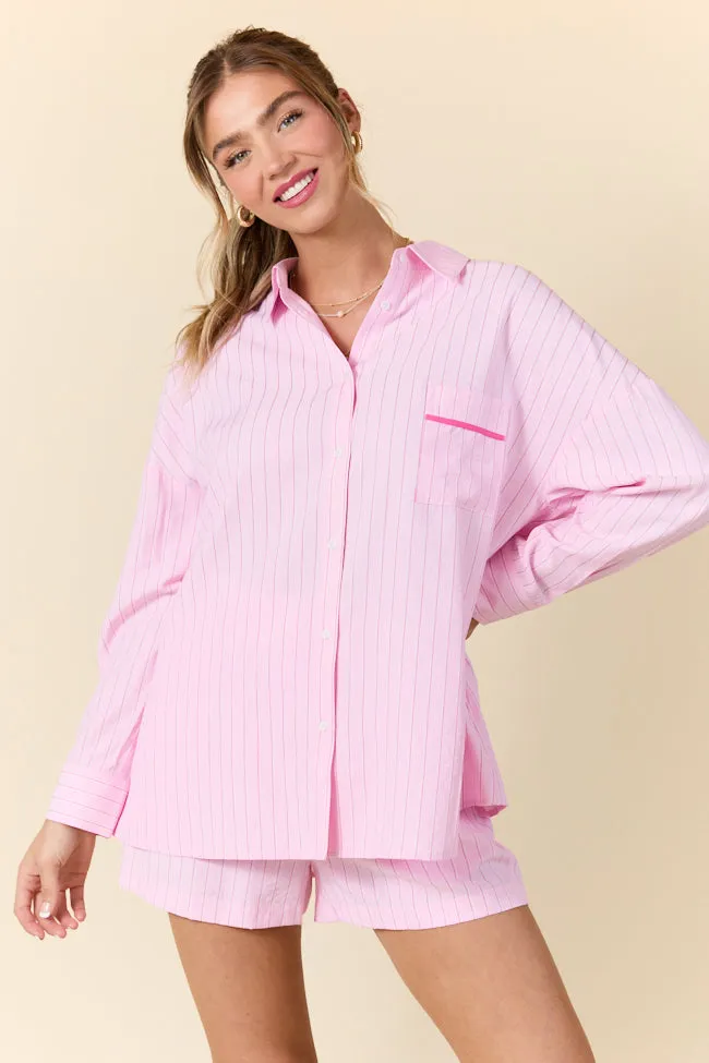 Take It Slow Pink Pinstripe Lounge Set FINAL SALE sold by Pink Lily product image thumbnail 3