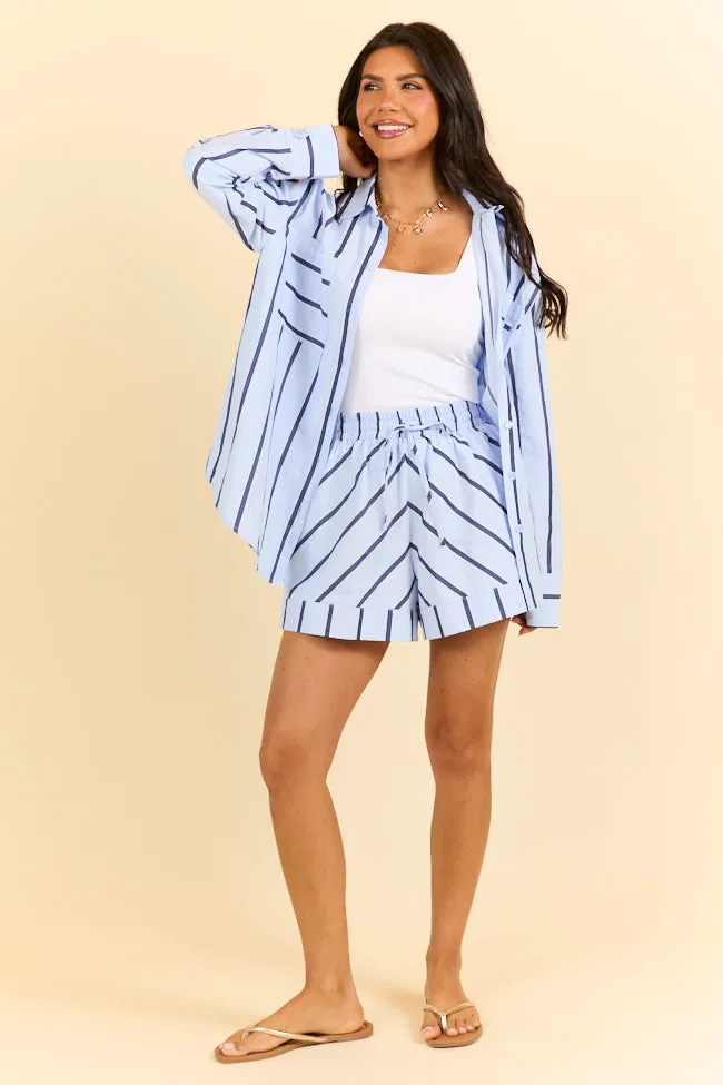 Stay Anchored Light Blue Stripe Button Down Shirt and Shorts Set FINAL SALE sold by Pink Lily product image thumbnail 2