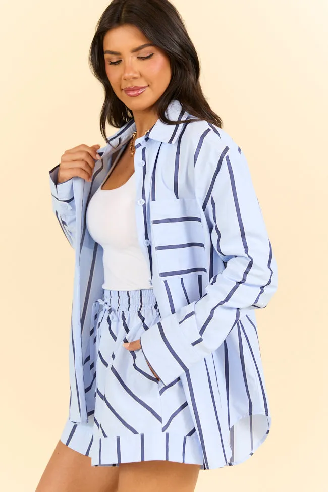 Stay Anchored Light Blue Stripe Button Down Shirt and Shorts Set FINAL SALE sold by Pink Lily product image thumbnail 5