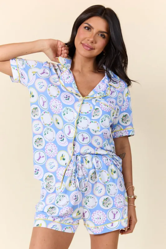 Under The Stars Decorative Plate Print Bamboo Pajama Top SALE sold by Pink Lily