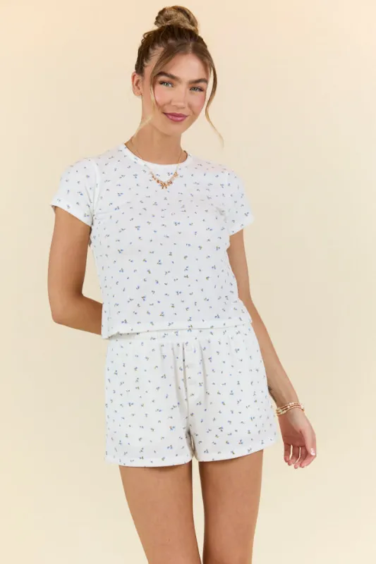 What A Dream Blue Ditsy Floral Short Sleeve Pajama Top SALE sold by Pink Lily
