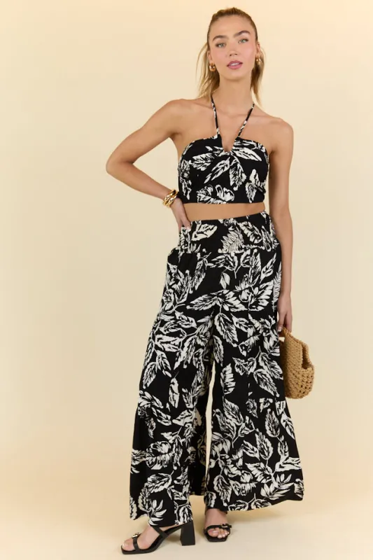 Palm Dreams Leaf Print Black Set FINAL SALE sold by Pink Lily
