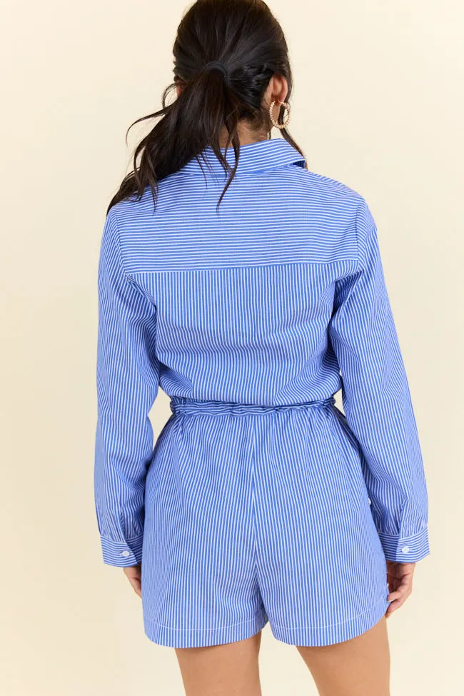 Days Off Blue Stripe Collared Romper FINAL SALE sold by Pink Lily product image thumbnail 4