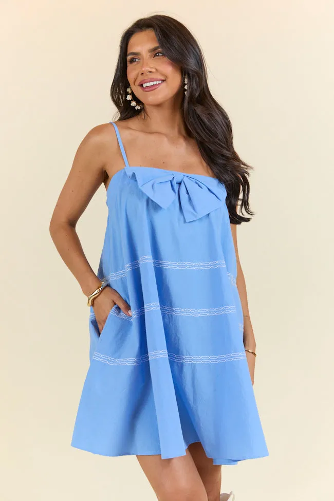 Wonderful Thoughts Blue Bow Tie Mini Dress FINAL SALE sold by Pink Lily