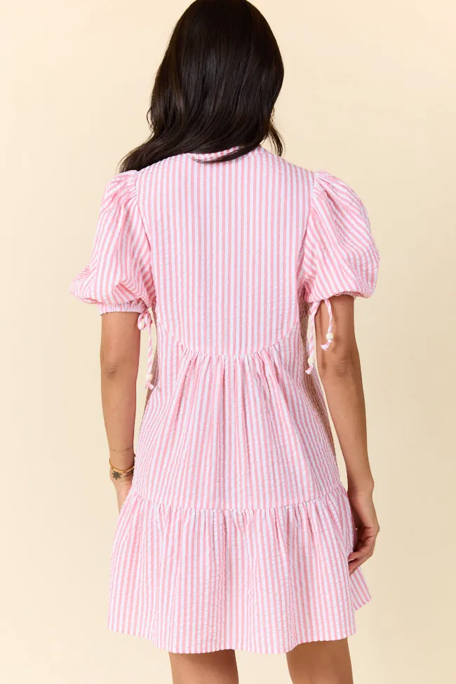 Faith In You Coral Striped Collared Mini Dress FINAL SALE sold by Pink Lily product image thumbnail 4