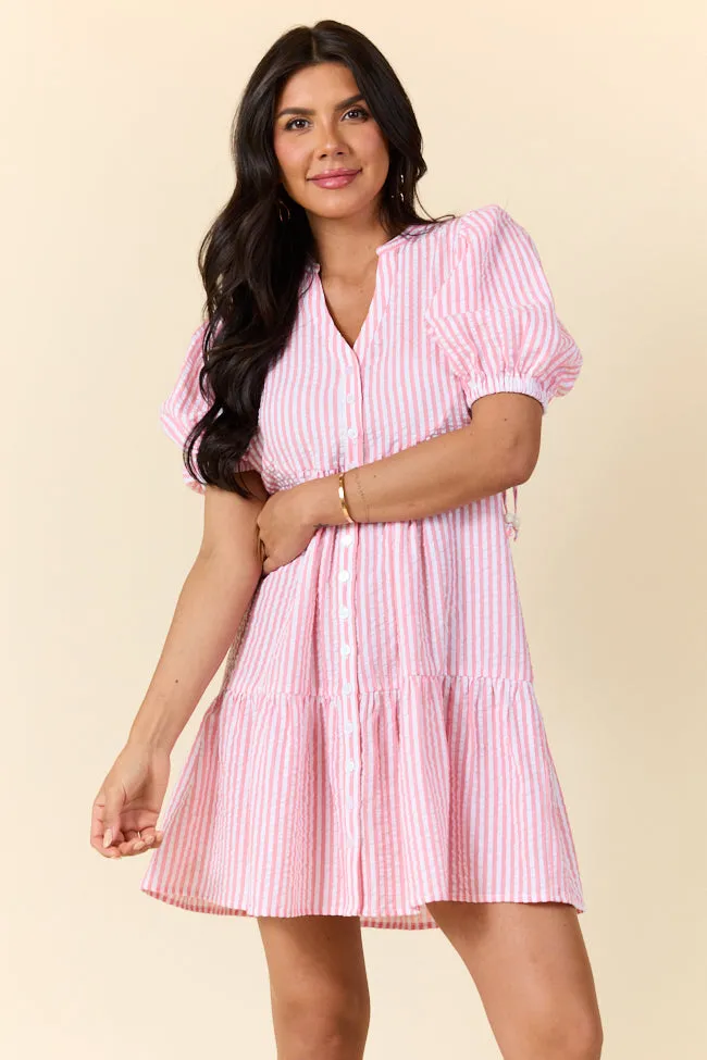 Faith In You Coral Striped Collared Mini Dress FINAL SALE sold by Pink Lily product image thumbnail 2