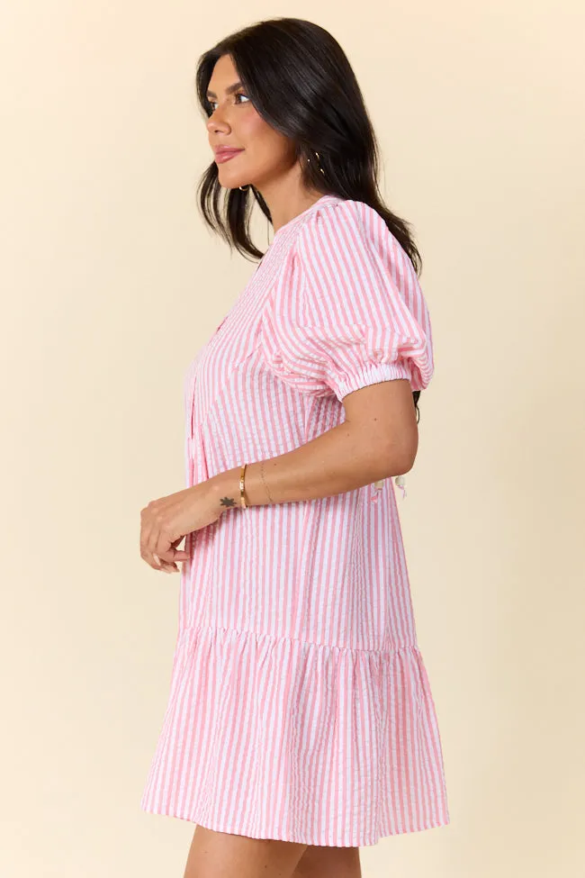 Faith In You Coral Striped Collared Mini Dress FINAL SALE sold by Pink Lily product image thumbnail 3