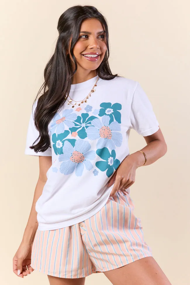 Organic Floral Print White Graphic Tee sold by Pink Lily