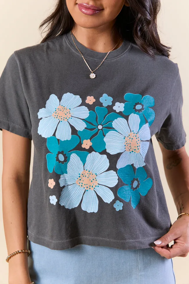 Organic Floral Print Grey Boxy Graphic Tee sold by Pink Lily product image thumbnail 2