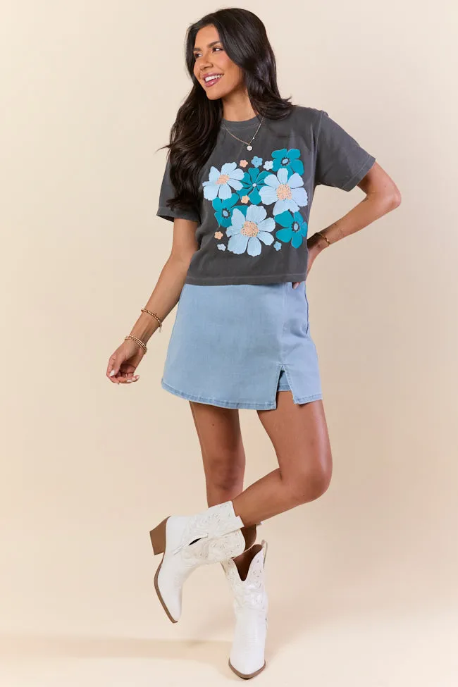 Organic Floral Print Grey Boxy Graphic Tee sold by Pink Lily product image thumbnail 3