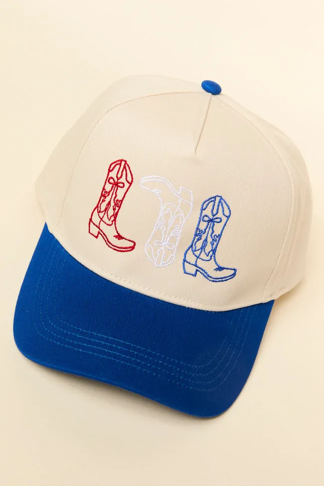 Red White & Blue Cowboy Boot Trucker Hat sold by Pink Lily product image thumbnail 2