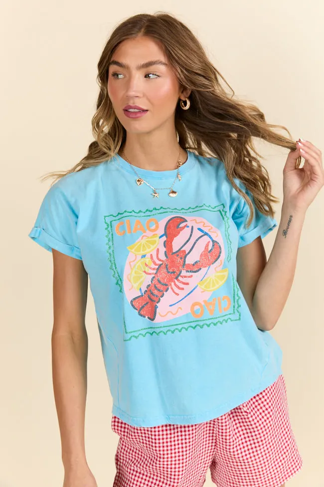 Ciao Ciao Aqua Oversized Graphic Tee sold by Pink Lily
