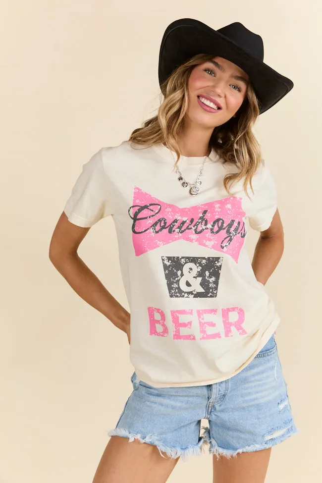 Cowboys & Beer Ivory Graphic Tee sold by Pink Lily