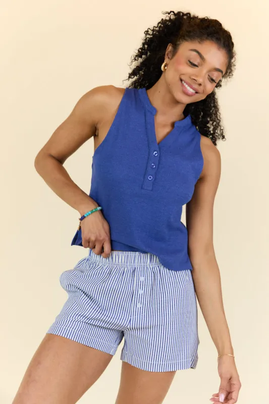 Just Breathe Navy Waffle Knit Lounge Tank FINAL SALE sold by Pink Lily