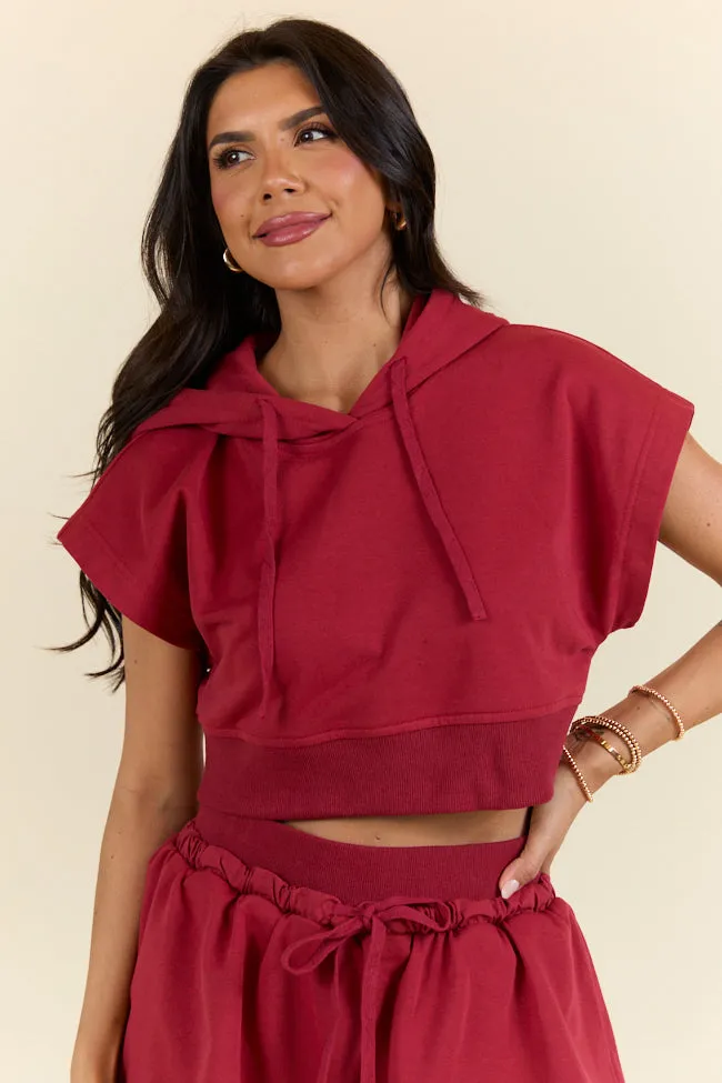 Get Up And Go Red Fleece Short Sleeve Hoodie FINAL SALE sold by Pink Lily product image thumbnail 2